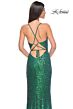 La Femme 32339 High Slit Lace-Up Back Sequin Dress