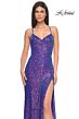 La Femme 32339 High Slit Lace-Up Back Sequin Dress