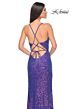 La Femme 32339 High Slit Lace-Up Back Sequin Dress