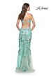 La Femme 32344 Floral Embroidery High Slit Lace-Up Dress