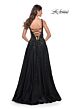 La Femme 32345 Sheer Sides High Slit Plunging Neck Dress
