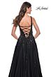 La Femme 32345 Sheer Sides High Slit Plunging Neck Dress