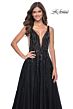 La Femme 32345 Sheer Sides High Slit Plunging Neck Dress