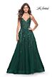 La Femme 32346 High Slit Lace-Up Back Embellished Dress