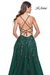 La Femme 32346 High Slit Lace-Up Back Embellished Dress