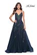 La Femme 32346 High Slit Lace-Up Back Embellished Dress