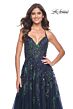 La Femme 32346 High Slit Lace-Up Back Embellished Dress