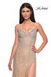 La Femme 32366 Cutaway Slit Illusion Back Glitter Dress