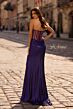 La Femme 32375 Sheer Back Ruched Top Metallic Dress