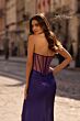 La Femme 32375 Sheer Back Ruched Top Metallic Dress