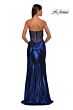 La Femme 32375 Sheer Back Ruched Top Metallic Dress
