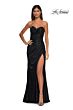 La Femme 32375 Sheer Back Ruched Top Metallic Dress