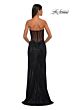 La Femme 32375 Sheer Back Ruched Top Metallic Dress
