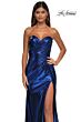 La Femme 32375 Sheer Back Ruched Top Metallic Dress