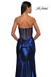 La Femme 32375 Sheer Back Ruched Top Metallic Dress