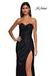 La Femme 32375 Sheer Back Ruched Top Metallic Dress