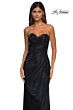 La Femme 32375 Sheer Back Ruched Top Metallic Dress