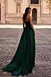 La Femme 32382 Ruched Top Metallic Strapless Dress