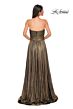 La Femme 32382 Ruched Top Metallic Strapless Dress
