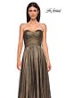 La Femme 32382 Ruched Top Metallic Strapless Dress