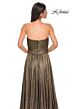 La Femme 32382 Ruched Top Metallic Strapless Dress