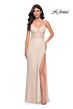 La Femme 32408 Illusion Corset High Slit Glitter Dress