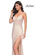 La Femme 32408 Illusion Corset High Slit Glitter Dress