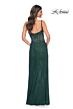 La Femme 32409 Floral Corset High Slit Sparkly Dress