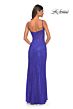 La Femme 32409 Floral Corset High Slit Sparkly Dress