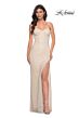 La Femme 32414 High Slit Corset Top Glitter Dress