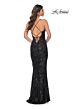 La Femme 32415 Lace-Up Back Floral Sequin Dress