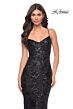 La Femme 32415 Lace-Up Back Floral Sequin Dress