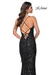 La Femme 32415 Lace-Up Back Floral Sequin Dress