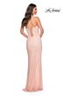 La Femme 32416 Lace-Up Back High Slit Sparkly Dress