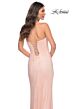 La Femme 32416 Lace-Up Back High Slit Sparkly Dress