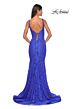 La Femme 32420 Square Neckline Lace-Up Back Mermaid Dress