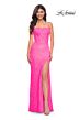 La Femme 32423 Corset Top High Slit Beaded Lace Dress