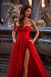 La Femme 32424 High Slit Illusion Back Corset Dress