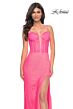 La Femme 32426 Plunging Neckline Corset Top Sparkly Dress