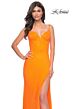 La Femme 32427 Illusion Back High Slit Glitter Corset Dress