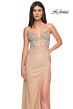 La Femme 32435 Sheer Corset Tie Back Embellished Dress
