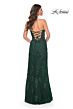La Femme 32437 Scalloped Slit Strapless Lace-Up Dress