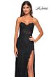 La Femme 32437 Scalloped Slit Strapless Lace-Up Dress