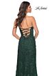 La Femme 32437 Scalloped Slit Strapless Lace-Up Dress