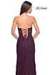 La Femme 32437 Scalloped Slit Strapless Lace-Up Dress