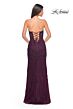 La Femme 32437 Scalloped Slit Strapless Lace-Up Dress