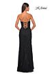 La Femme 32437 Scalloped Slit Strapless Lace-Up Dress