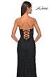 La Femme 32437 Scalloped Slit Strapless Lace-Up Dress