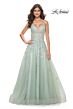 La Femme 32438 Lace Appliques Plunging Neck Dress