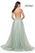 La Femme 32438 Lace Appliques Plunging Neck Dress